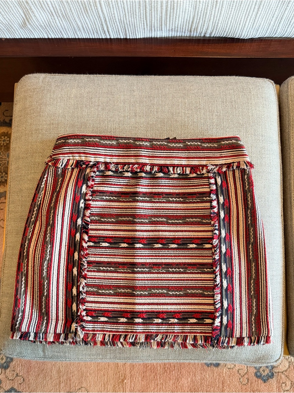 Twelfth Street by Cynthia Vincent Red, Cream & Black Striped Woven Mini Skirt